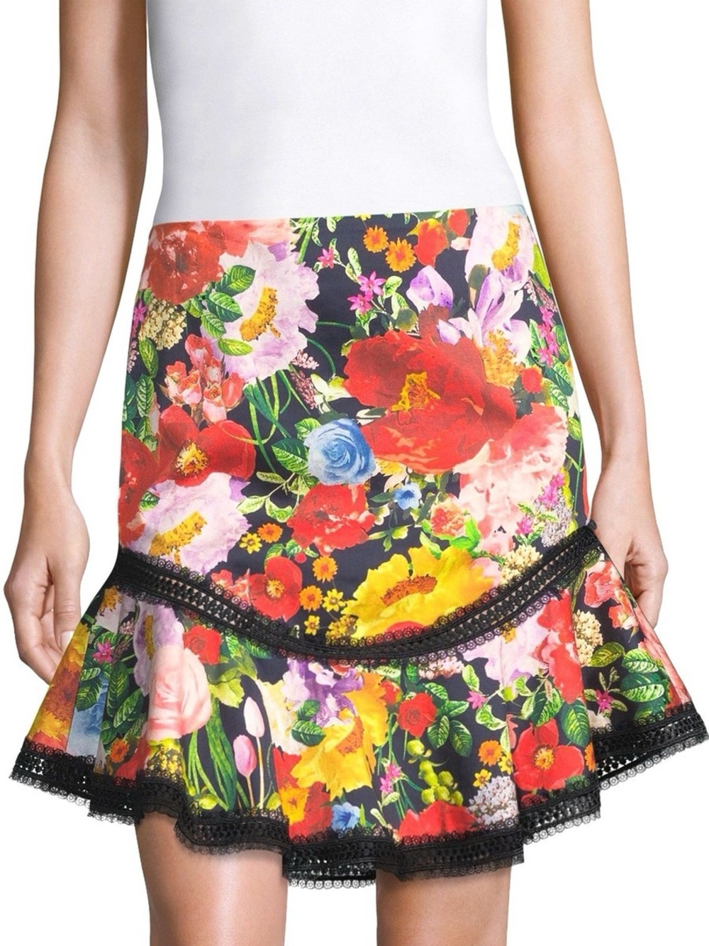 Alice + Olivia - Blooming Garden Curved Hem Fit and Flare Skirt - Sz 8